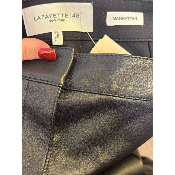 Lafayette 148 New York Black Lambskin Slim-Leg Trousers Size 4 - Picture 5 of 6